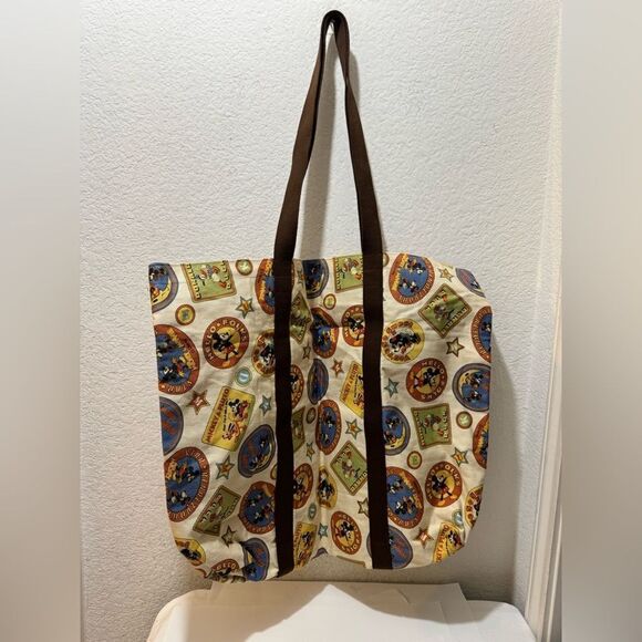 Vintage Disney World Canvas Tote Mickey Pluto Interior plaid - Picture 1 of 8